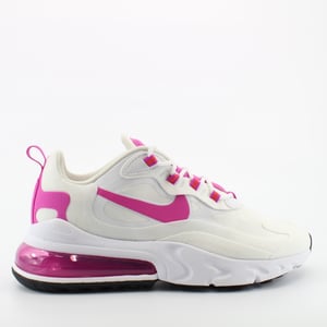 Nike Air Max 270 Reagieren Sie weiße Textile Womens Schnürungstrainer CJ0619 100