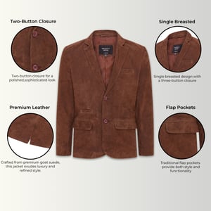 Herren Schmaler italienischer Blazer aus Ziegenwildleder in Braun - Somero