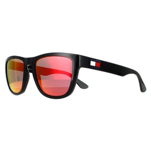 Tommy Hilfiger Square Mens Black Red Mirror Sonnenbrille