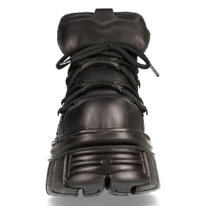 NEW ROCK 106N-S52 TOWER SHOES Biker-Punk-Gothic-Stiefel aus schwarzem Metallic-Leder