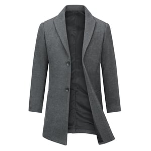 Herren Lang Slim Fit Winter Warm Business Wollmantel Grau