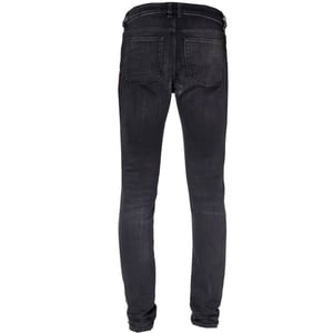 Diesel Sleenker Destroyed Reinforced Denim Schwarze Rohrenjeans