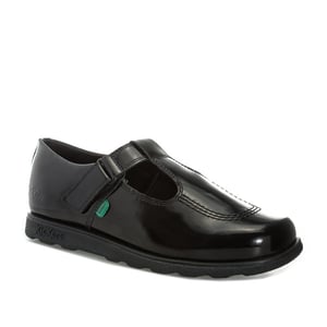 Kickers Junior Fragma T-Bar Patent Schuhe für Mädchen in Schwarz