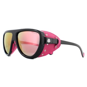 Moncler Aviator Unisex glänzend schwarz mit rosa Leder blau mit rosa Spiegel Sonnenbrillen
