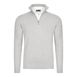 Cappuccino Italia Mock Zip Pullover für Herren. Der Pullover besteht aus 50% Baumwolle und 50% Polyester und hat eine normale Passform. Der Pullover hat einen Hemdkragen, der an den Pullover angenäht ist. Marke: Cappuccino ItaliaModellname: Mock Pullover (mit Hemdkragen)Kategorie: Pullover für HerrenMaterialien: Baumwolle, AcrylFarbe: grau, weiß