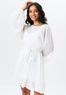 Langärmeliges Chiffon-Folien-Minikleid