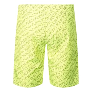Philipp Plein Repetitive Long Logo Fluoreszierend Gelb Badeshorts
