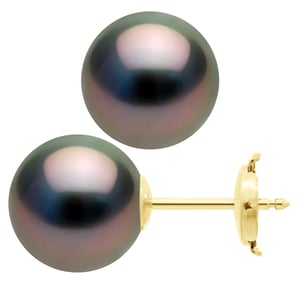 Ohrringe - Gelbgold 375 - Echte Tahiti-Zuchtperlen rund 10-11 mm