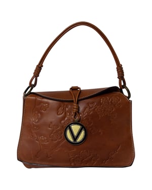 Valentino Garavani Blumenpräge Hobo Tasche aus braunem Leder