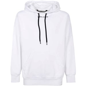 Palm Angels Klassisches Logo Weißer Hoodie in Übergröße
