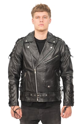 Herren-Bikerjacke aus geprägtem Brando-Leder – Chicago