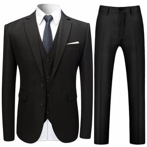 Schwarzer formeller 3-teiliger Anzug in Slim Fit