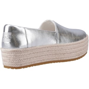 TOMS Valencia Damen Espadrilles aus silbernem Leder.