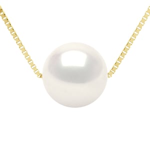 Halskette, echte Süßwasser-Zuchtperle, rund, 9–10 mm