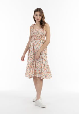 Mymo Midikleid Damen Creme Mehrfarbig
