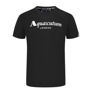 Aquascutum London Markenlogo Schwarzes T-Shirt