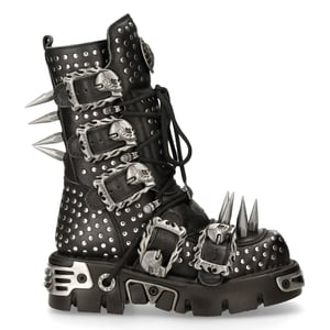 New Rock Gothic-Stiefel mit Nieten aus schwarzem Leder-1535-S1