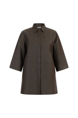 Dreimaster Lederhemd Damen Taupe