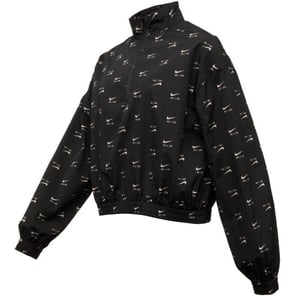 Schwarze, dunne Jacke mit durchgehendem Logo von Nike