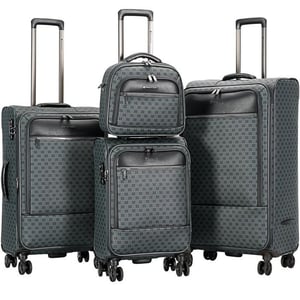 Graues erweiterbares Reisegepäck, robuster Softshell-Koffer