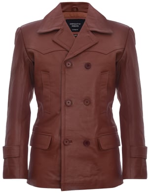 Kuhfell Dr. Who Naval German Pea Coat Lederjacke