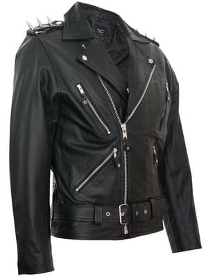 Brando Schwarze „Ghostrider“ Bikerjacke aus Leder mit Spikes