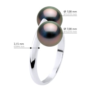 Ring You & Me – 2 echte Tahiti-Zuchtperlen rund 8–9 mm