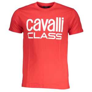 Cavalli Class Bold Weißes Logo Rotes T-Shirt