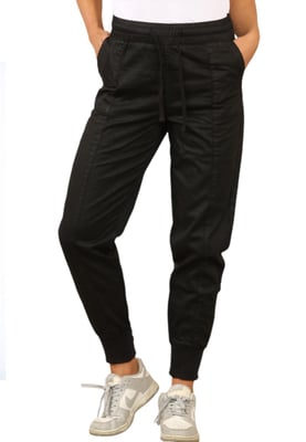 MYT Womens Elasticated Waist Cotton Cuffed Trousers in Schwarz
