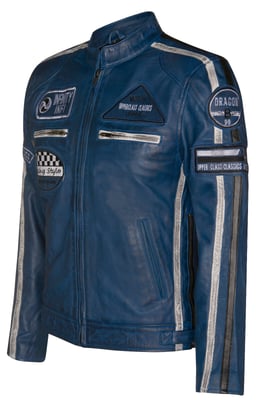Leder-Racing-Biker-Motorradjacke mit Reißverschluss
