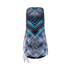Ärmelloses doppellagiges Kleid mit geometrischem Druck