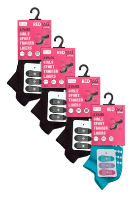 12 Paar Kinder Low Cut Knöchelsocken mit rutschfester Sohle - Pink / Schwarz