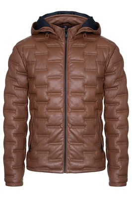 Herren Kapuzen-Puffer Stepp Bomberlederjacke - Belem