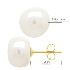 Ohrringe Gelbgold - Echte Süßwasser-Zuchtperlen Barock 10-11 mm