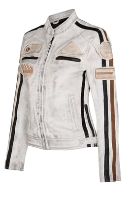 Damen-Lederjacke mit Biker-Rennabzeichen-Agadir