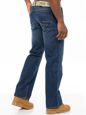 Enzo | Herren Regular Fit Denim Jeans mit Gürtel - Blau