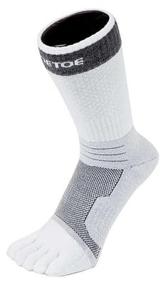 TOETOE - Herren- und Damen-Tennis Atmungsaktive Gepolsterte Knöchel Sport Zehensocken - Weiß & Grau