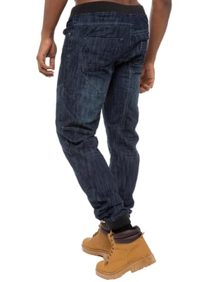 Enzo| Herren-Jogger-Jeans aus Denim mit Bündchen - Dunkelblau