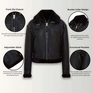 Schwarze Bomberjacke B3 aus Schaffell für Damen - Akiak