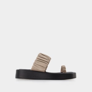 Amor Pantoletten - Elleme - Taupe/Schwarz - Leder