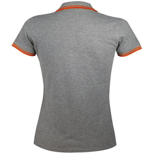SOLS Womens/Ladies Pasadena Tipped Short Sleeve Pique Polo Shirt (Grau meliert/Orange)