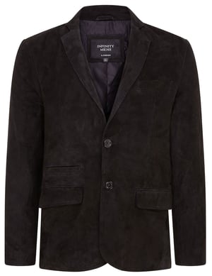 Schwarze schmale italienische Blazerjacke aus Ziegenwildleder für Herren - Somero