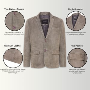Graue schmale italienische Blazerjacke aus Ziegenwildleder für Herren - Somero
