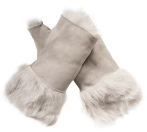 Damen-Fäustlinge aus Lammfell, fingerlose Manschetten, Toscana-Wildleder, Schaffellfell