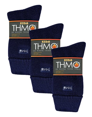 3 Paar Multipack Kinder Thermosocken | THMO | Gerippte weiche Top Fleece flauschige innere warme Socken für Jungen & Mädchen - Marine