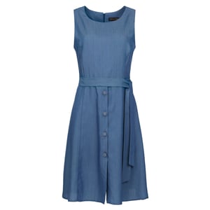 Ärmelloses Kleid mit Gürtel und Knopfleiste