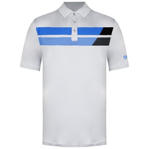 Island Green Herren-Golfpoloshirt mit asymmetrischem Print, Grau meliert