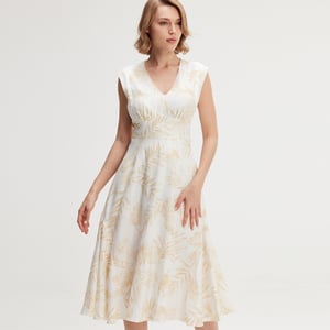 Ärmelloses Midikleid mit tropischem Muster