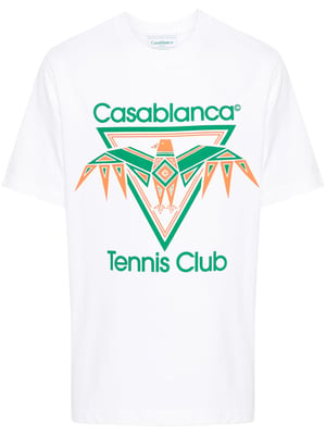 Casablanca Playful Eagle Tennis Club bedrucktes T-Shirt in Weiß
