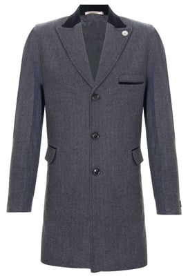 Grauer Crombie-Mantel für Herren, 3/4 lang, Herringbone-Tweed-Mantel, Peaky Blinder